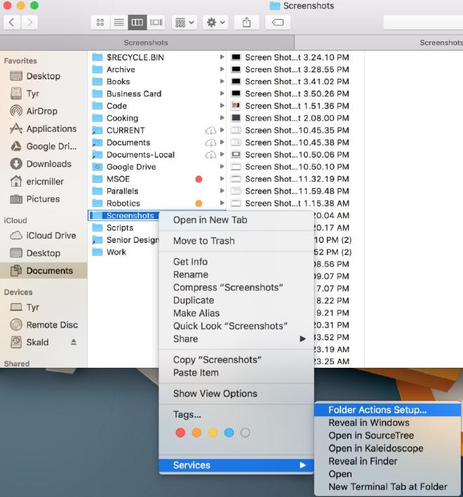 Folder Actions in Finder