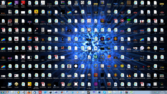 A cluttered computer desktop